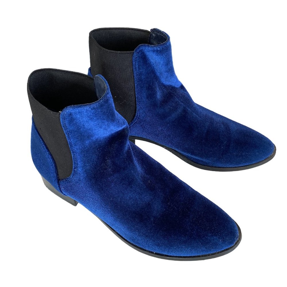 ALDO Nydia Blue Velvet Ankle Boots